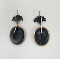 Earrings, iron, gold, German